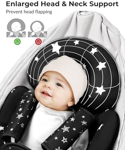 TinlyFinly Newborn Car Seat Insert, Head and Body Support, Reversible Infant - Image 3