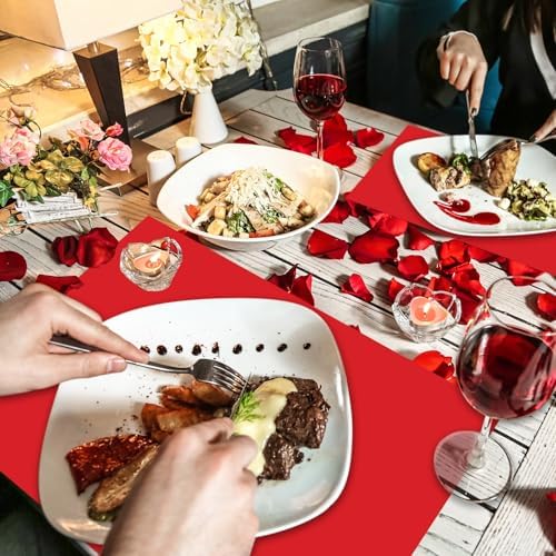 Fullhawl 60 Pcs Red Paper Placemats, Disposable Rectangular Table Setting Mats - Image 5