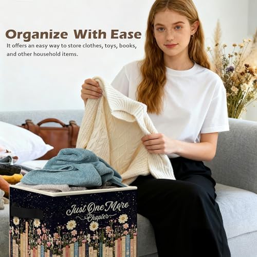 Mystical Celestial Floral Bookish Storage Box Bins, Just One More Chapter - Image 5