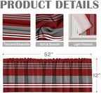 Emvency Valances for Windows, 2 Pack, 52x12 Inch, Striped Red - Image 3
