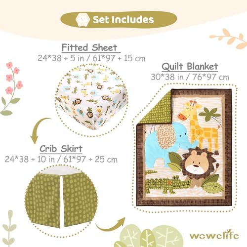 Safari Crib Bedding Set, Mini Crib Bedding Set Boy 3-Piece Mini Crib Comforter - Image 4