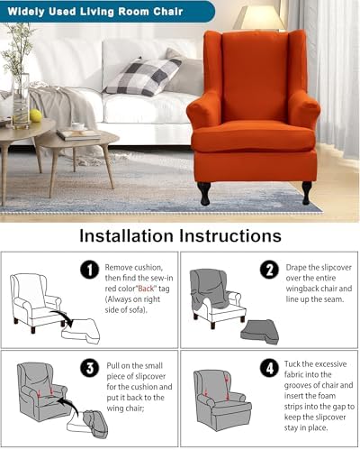 CRFATOP Wingback Chair Covers Wing Armchair Slipcovers - Image 5