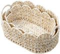 Coeusy Wicker Scalloped Basket Set of 2, Woven Storage Baskets by WEAVECOMFORTINTOEVERYCORNER