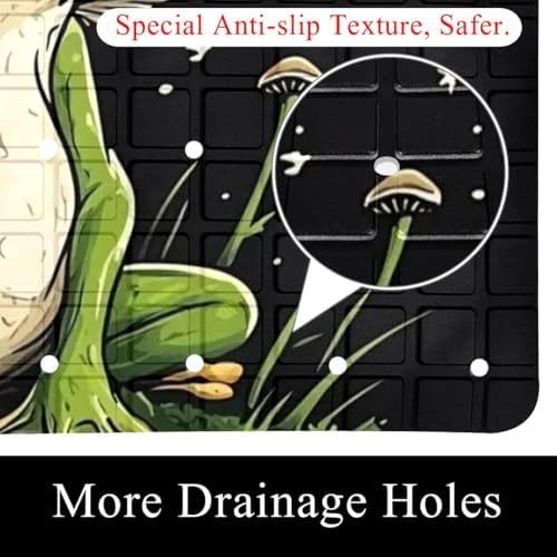 Shower Mat Non Slip 26.8 x 15.1 Inches, Mushrooms Frog Bathtub Mat Shower Stall - Image 2