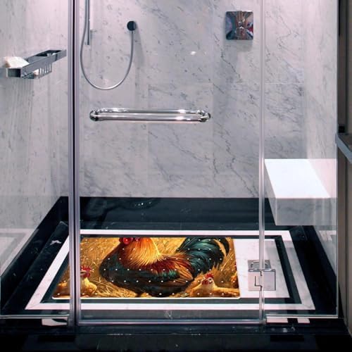 Bathtub Mat Non Slip 26.8x15.1 Inch, Fram Rooster Shower Mat - Image 6