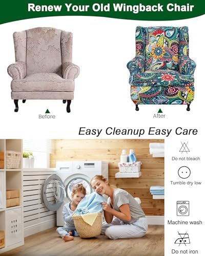 CRFATOP Wingback Chair Covers Stretch Armchair Slipcovers - Image 4