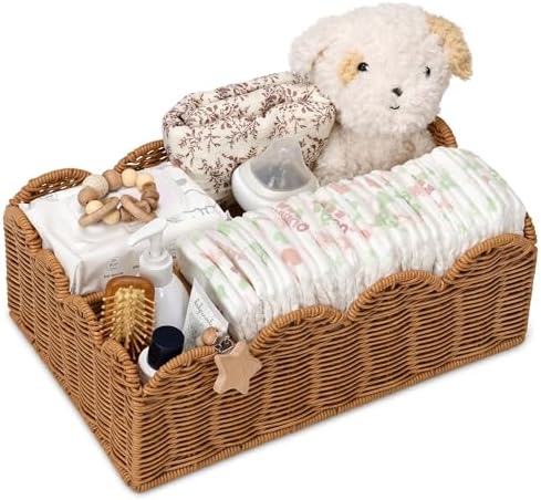 Wicker Diaper Caddy Organizer, Nursery Storage Basket by Klippehop