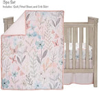 Lambs & Ivy Baby Blooms 3-Piece Pink Floral/Butterfly Baby Crib Bedding Set - Image 2