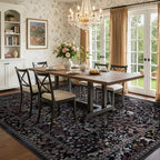Midnight Blue Tree of Life Area Rugs 9x12 Living Room, Washable Non Slip Low - Image 3