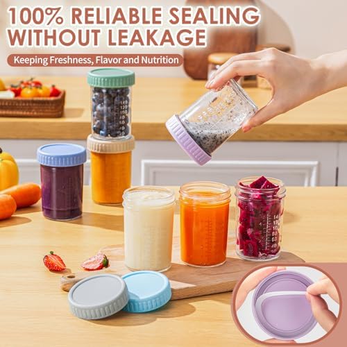 DRKIO 6 pcs Baby Food Storage Containers 8 Oz Small Glass Jars - Image 4