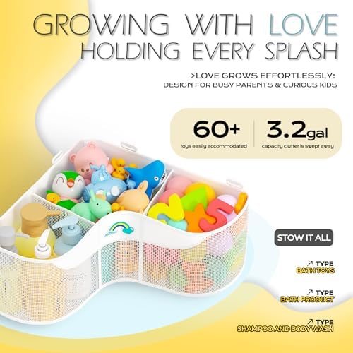 Austion 3-Compartment Corner Bath Toy Storage Organizer - Image 2