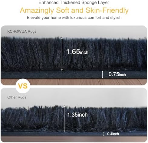 6x9 Thick Black Shag Rug for Bedroom, Soft Plush Fluffy Carpet - Image 2