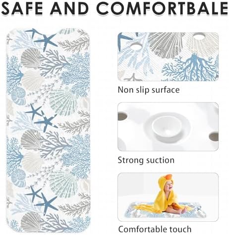 Bath Mat for Tub, Sea Shells, 40 X 16 Inch, for Bathtub - Image 4