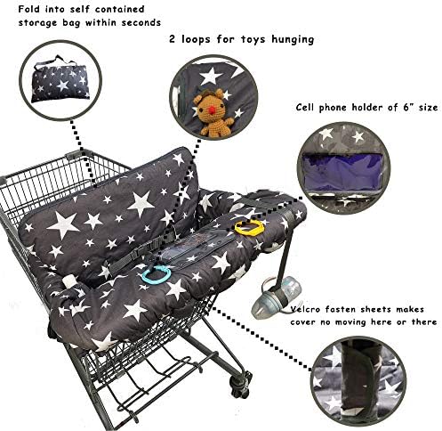 Shopping Cart Cover for Baby, Toddler 2-in-1 High Chair Cover, Star Print - Image 3