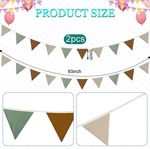 Oudain 2 Pcs Pennant Banner Flags Nursery Garland Triangle, Retro Color - Image 2