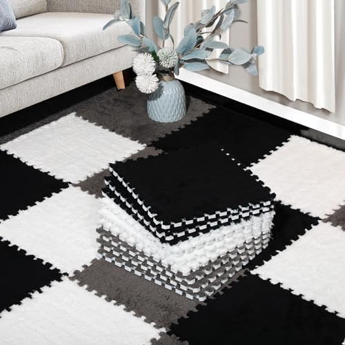 ZENOWICK 12 Pcs Plush Interlocking Carpet Tiles, Puzzle Play Mats by Zenowick