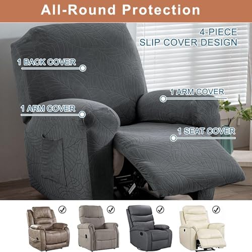 Recliner Chair Covers 4-Pieces Recliner Slipcovers Lazy Boy Chair Covers - Image 4