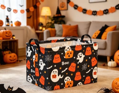 Halloween Basket Cute Baskets for Kids Pumpkin Basket Rectangular Storage Bin - Image 6