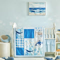 Patchwork Crib Bedding Set Blue Ocean Plaid Design 3 Pieces Baby Cute Quilted by Uozzi+Bedding