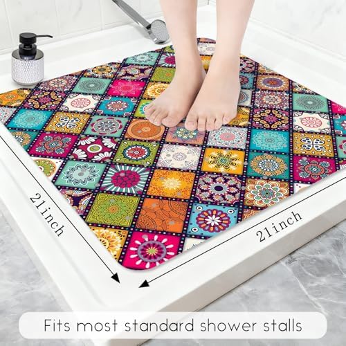 Bathtub Mat Non Slip, Bohemia Square Bath tub Mat Shower Floor Mat - Image 2