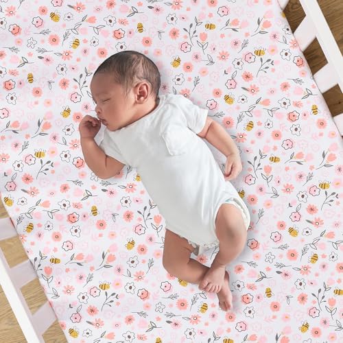 Lambs & Ivy Little Garden 3-Piece Embroidered Floral Baby Crib Bedding Set - Image 6