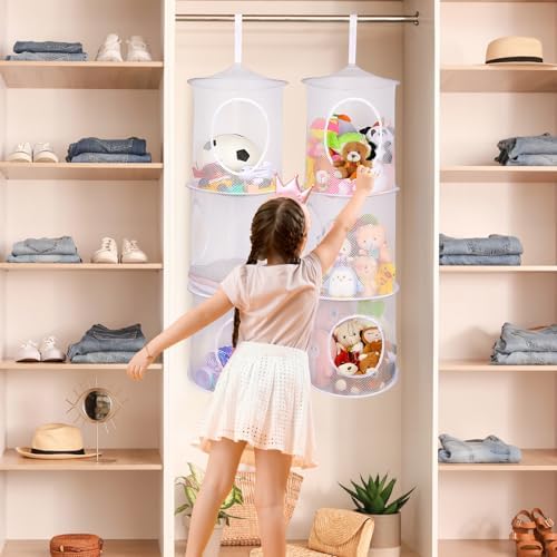 Basumee Hanging Stuffed Animals Storage, 2 Pack Mesh Plush Storage - Image 4