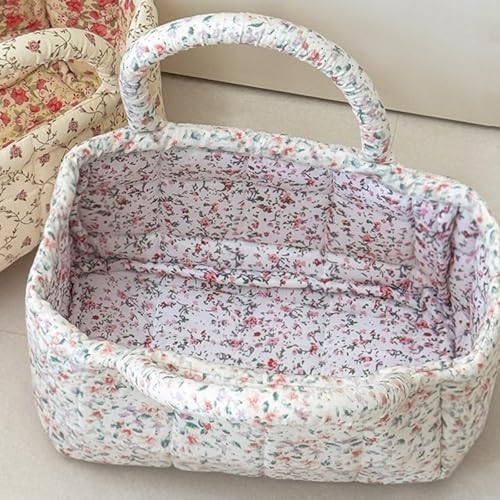 Small Storage Basket Organizer, Mini Fabric Floral Storage Baskets - Image 3