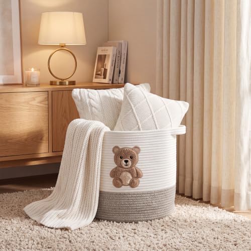 LemonRoad Teddy Bear Basket 14"x14", Baby Laundry Basket - Image 4