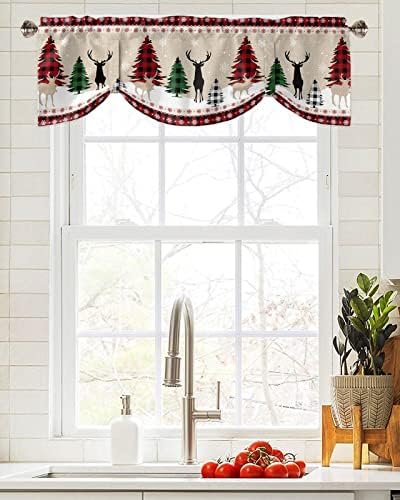 Farmhouse Christmas Blackout Tie Up Valance Curtains - Image 2