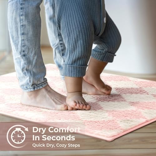 GRANNY SAYS Diamond Pink Bathroom Rug, Cute Bath Mat - Image 4