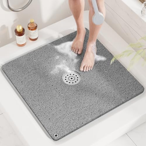 HITSLAM Square Loofah Shower Mat, 24x24 Inch Non Slip Bath Mat by HITSLAM