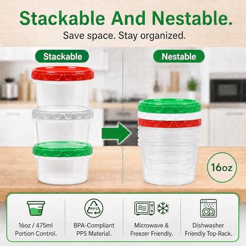 EONJOE 16oz Plastic Freezer Food Soup Containers - Image 7