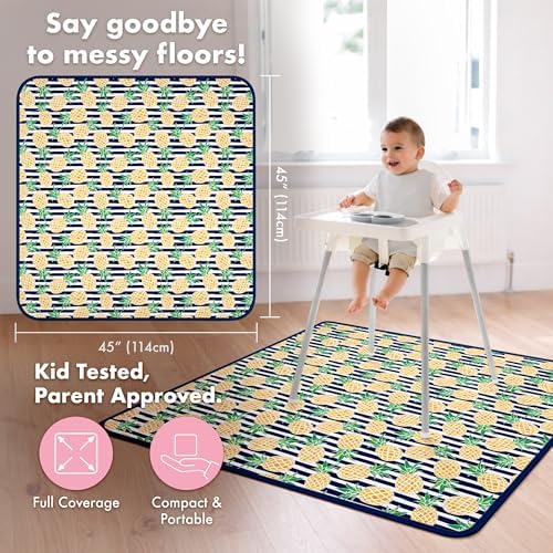 BapronBaby Pineapple Stripes Waterproof Splash Mat Catch All Floor Cover - Image 4