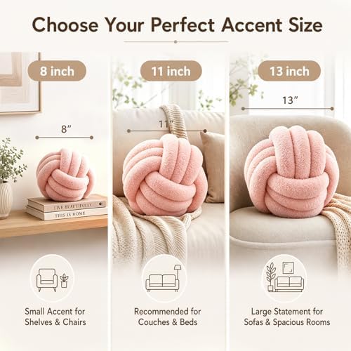 Petrella Pink Knot Pillow Ball, 8 Inch Decorative Pillow - Image 2