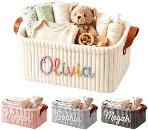 Large Capacity Personalised Corduroy Storage Basket by Unknown