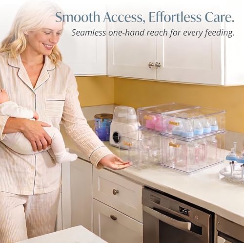 LALOBLUE Stackable Clear Acrylic Drawer Baby Bottle Makeup Organizer 4PC - Image 4