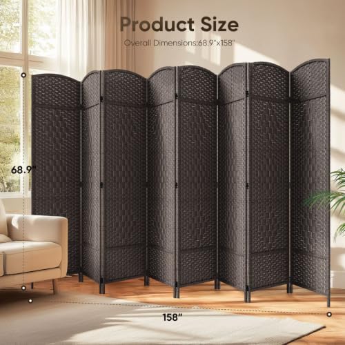 JOSTYLE 8 Panel Room Divider, Privacy Screen & Room Separation, Extra Wide - Image 2
