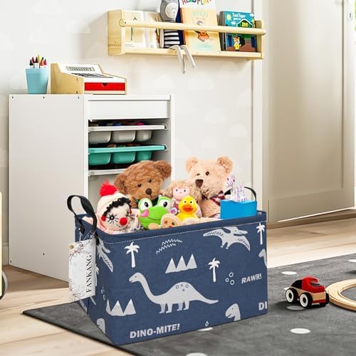 Rectangular Blue dinosaur Storage Bin Nursery Hamper - Image 4