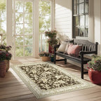 Brown Floral Rug for Bedroom Washable Rugs Non Slip Floor Covering 3x5 Ft - Image 3