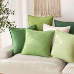 Foindtower Linen Solid Decorative Throw Pillow Covers 18x18 Inch Lime Green - Image 5
