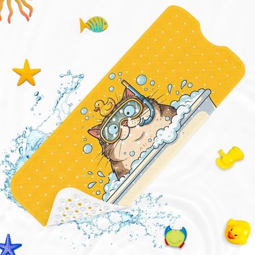 Bathtub Shower Mat 40X16 Inch, for Toddler, Cat Kawaii - Image 2