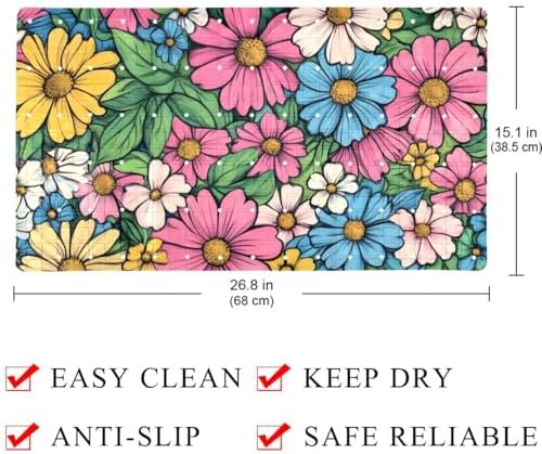 Shower Mat Non Slip, Colorful Flower Anti Slip Bath Mat - Image 4