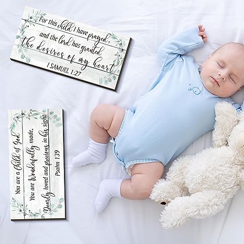 Yookeer 2 Pcs Nursery Wall Art Wooden Baby Room Wall Decor This Child I Have - Image 4