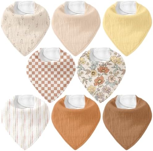 8 Pack Muslin Baby Bandana Bibs by CivaruaKids