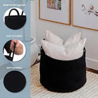 OrganiHaus Round Toy Basket & Blanket Basket, Cotton Rope 20x13" - Image 3