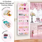 Ofiray-home Pink Over The Door Organizer 5 Tiers, Extra Large Behind Door - Image 3
