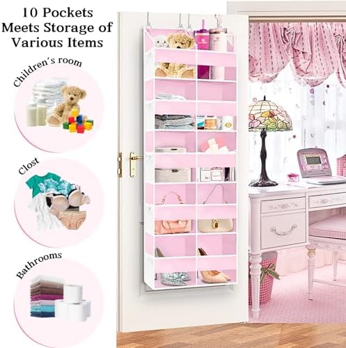 Ofiray-home Pink Over The Door Organizer 5 Tiers, Extra Large Behind Door - Image 3