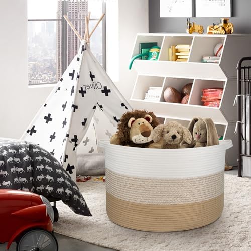 MEGASKET Extra Large Storage Basket, 22” X 22” X 14” Blanket Basket Living Room - Image 4