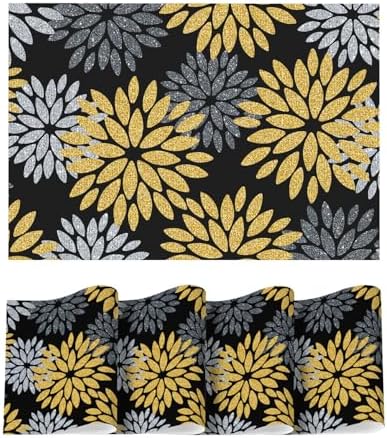 Artoid Mode Floral Vinyl Placemats Set of 4, 12x18 Inch New Year Washable by ArtoidMode
