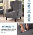 H.VERSAILTEX Wingback Chair Covers Velvet Plush Wing Chair Slipcover 1 Piece - Image 4